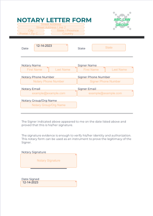 Notary Letter Form PDF Template