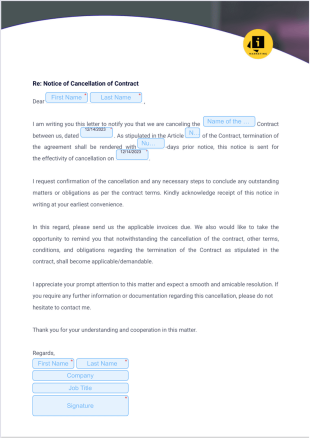 Notice of Cancellation of Contract PDF Template