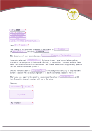 Nurse Resignation Letter PDF Template