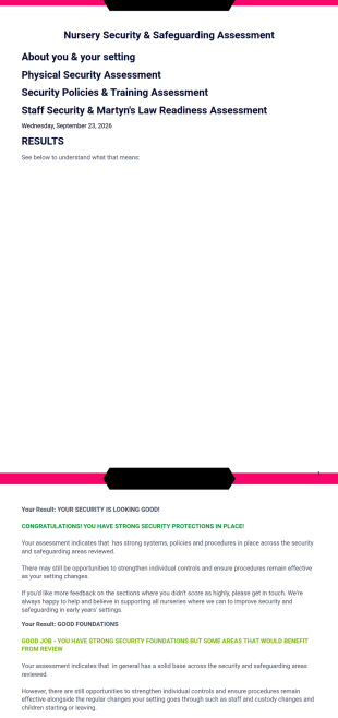 Nursery Security Assessment PDF Template