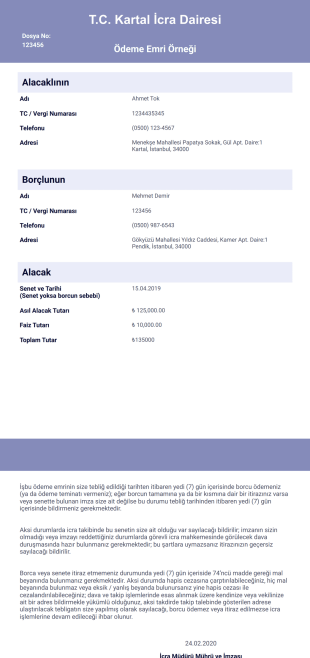 Ödeme Emri Örneği - PDF Templates