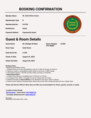 Officers Mess Template - PDF Templates