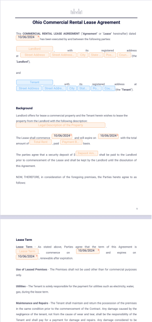 Ohio Commercial Rental Lease Agreement PDF Template