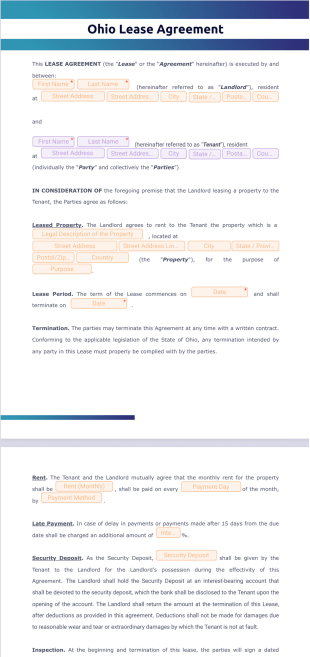 Ohio Lease Agreement PDF Template
