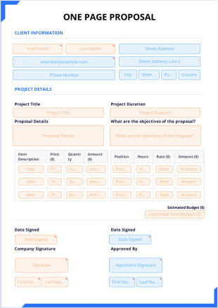 One Page Proposal Template - Sign Templates