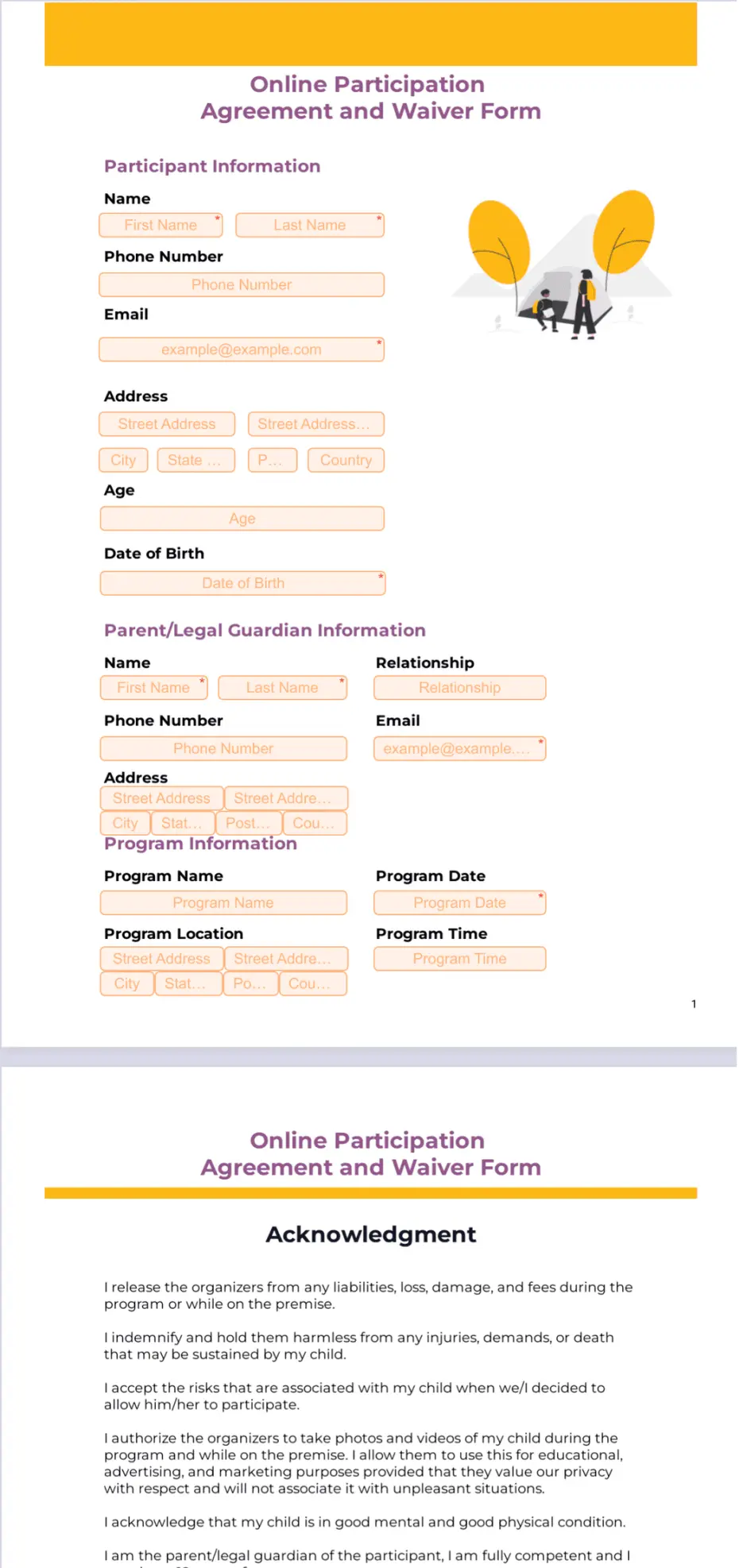 Online Participation Agreement and Waiver Form