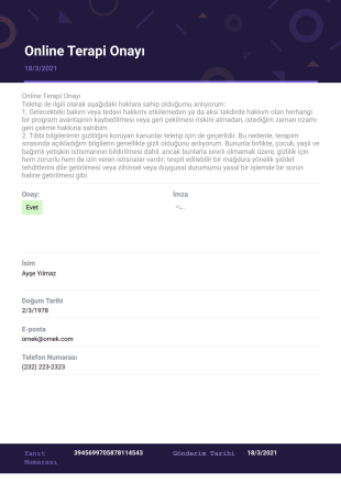 Online Tedavi Onayı Şablonu - PDF Şablonları
