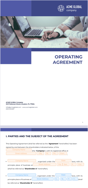 Operating Agreement Template - PDF Templates