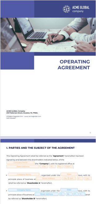 Operating Agreement Template - Sign Templates