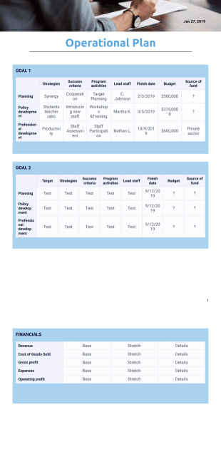 Operational Plan Template - PDF Templates
