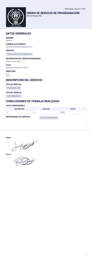 Orden De Servicio Plantilla PDF