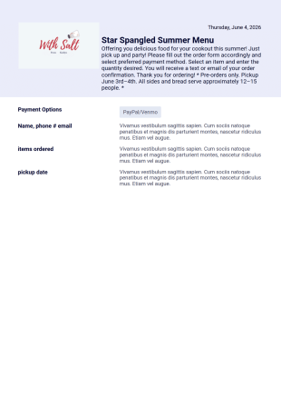 Orders PDF Template