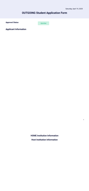 Outgoing Student Form PDF Template