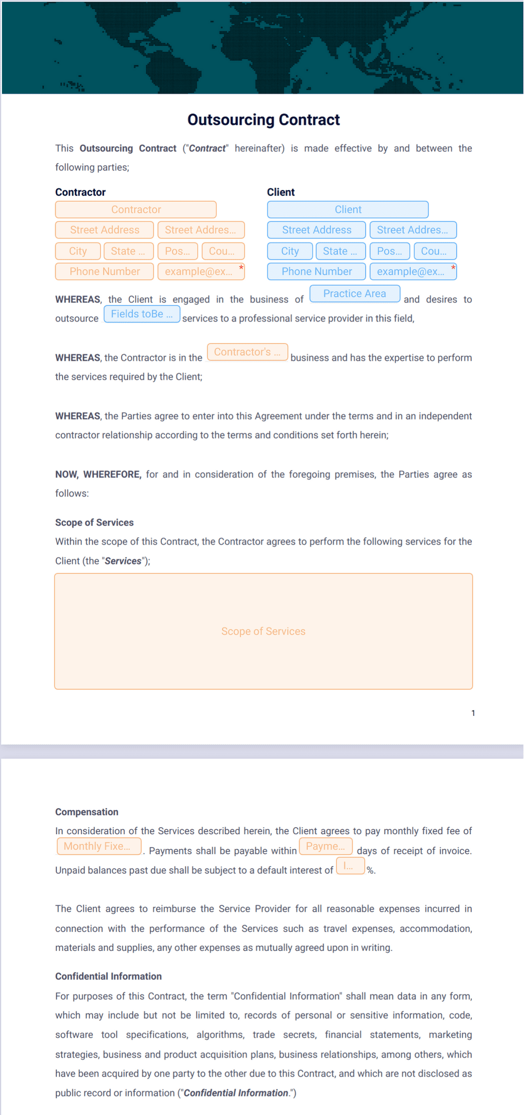 Generic Outsource Form Outsourcing Contract PDF Template | Jotform