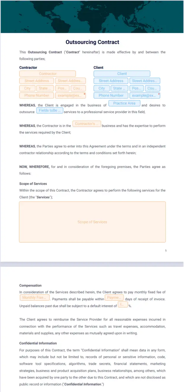 Outsourcing Contract PDF Template Jotform