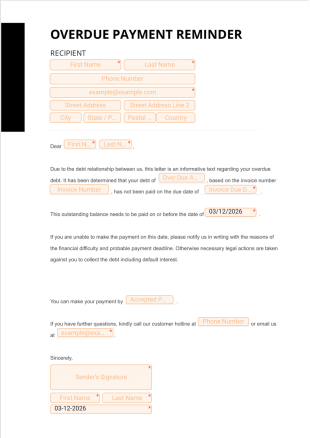 Overdue Payment Reminder Template - PDF Templates