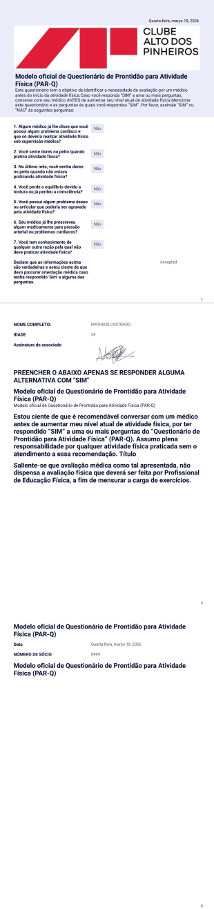 Par-Q Alto dos pinheiros Modelo de PDF