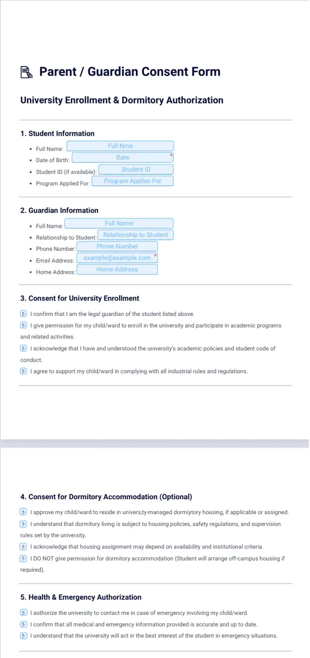 Parent Guardian Consent Form