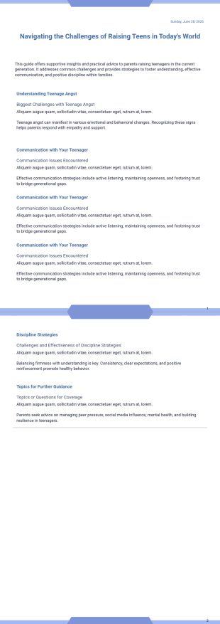 Parenting a teenager with no boundaries! PDF Template