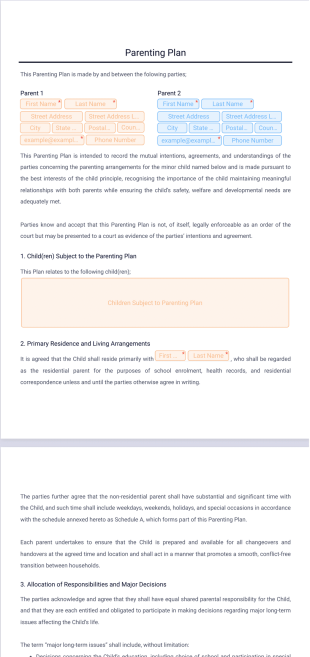 Parenting Plan Template - PDF Templates