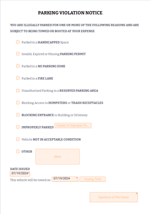 Parking Violation Notice Template - PDF Templates