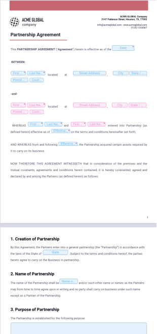 Partnership Agreement Template - PDF Templates