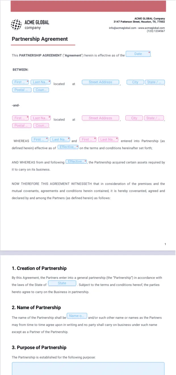 Partnership Agreement Template