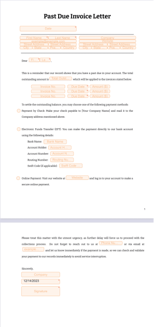 Past Due Invoice Letter Template - PDF Templates