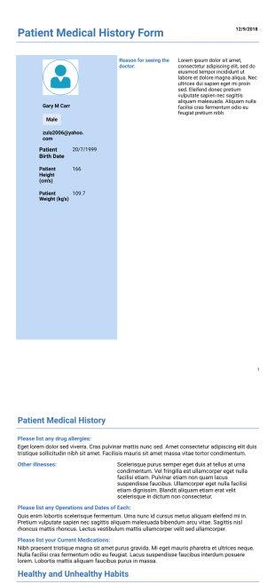 Patient Medical History Template - PDF Templates