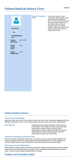 Patient Medical History Template - PDF Templates