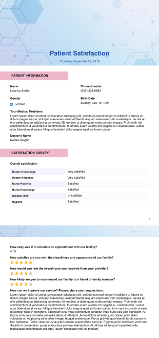 Patient Satisfaction Survey Template - PDF Templates