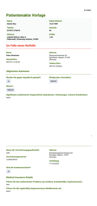 Patientenakte Vorlage - PDF-Vorlagen