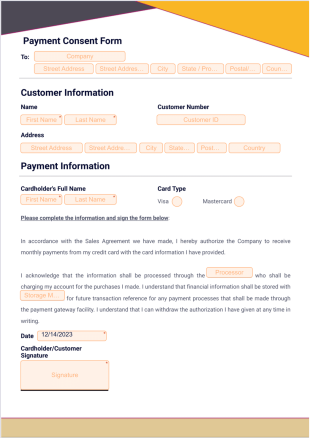 Payment Consent Form - PDF Templates