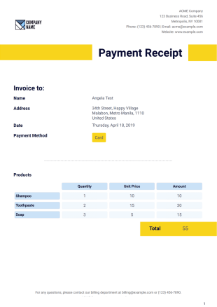 Payment Receipt Template - PDF Templates