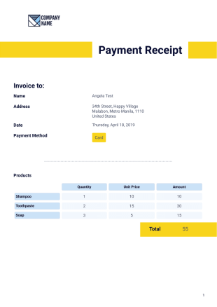 Payment Receipt Template - PDF Templates