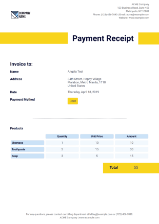 Payment Receipt Template - PDF Templates