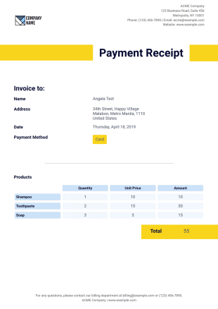 Payment Receipt Template - PDF Templates