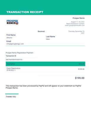 Paypal Receipt Template - PDF Templates