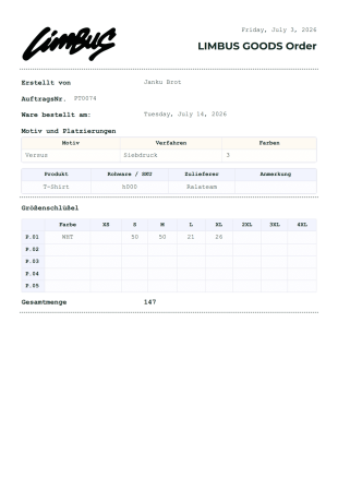 PDF LIMBUS Order PDF-Vorlage
