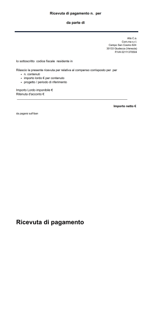 Pdf Ricevuta Template PDF