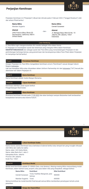 Perjanjian Kemitraan Template PDF