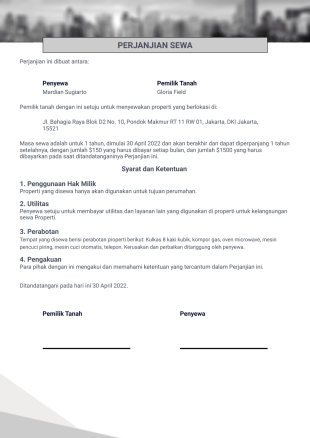 Perjanjian Sewa - PDF Templates