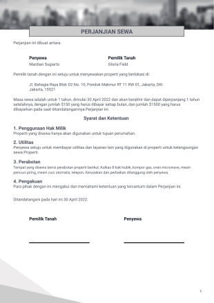 Perjanjian Sewa - PDF Templates