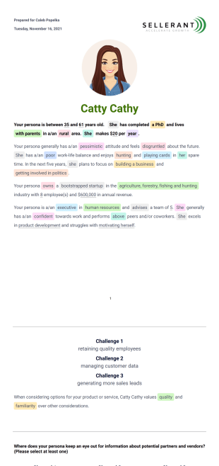 Persona Builder Report - PDF Templates