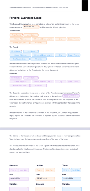 Personal Guarantee Lease PDF Template