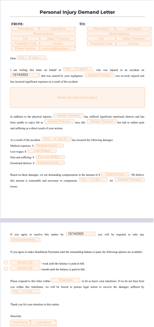 Personal Injury Demand Letter PDF Template