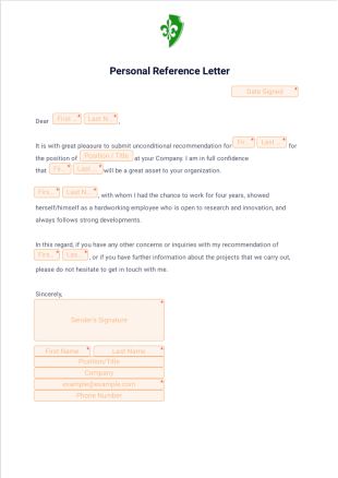 Personal Reference Letter PDF Template