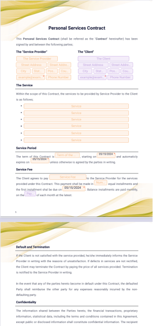 Personal Services Contract - PDF Templates