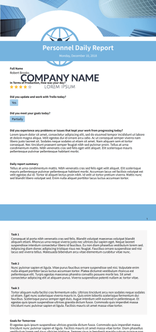 Personnel Daily Report PDF Template