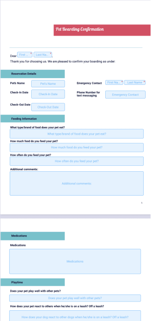 Pet Boarding Confirmation Letter PDF Template